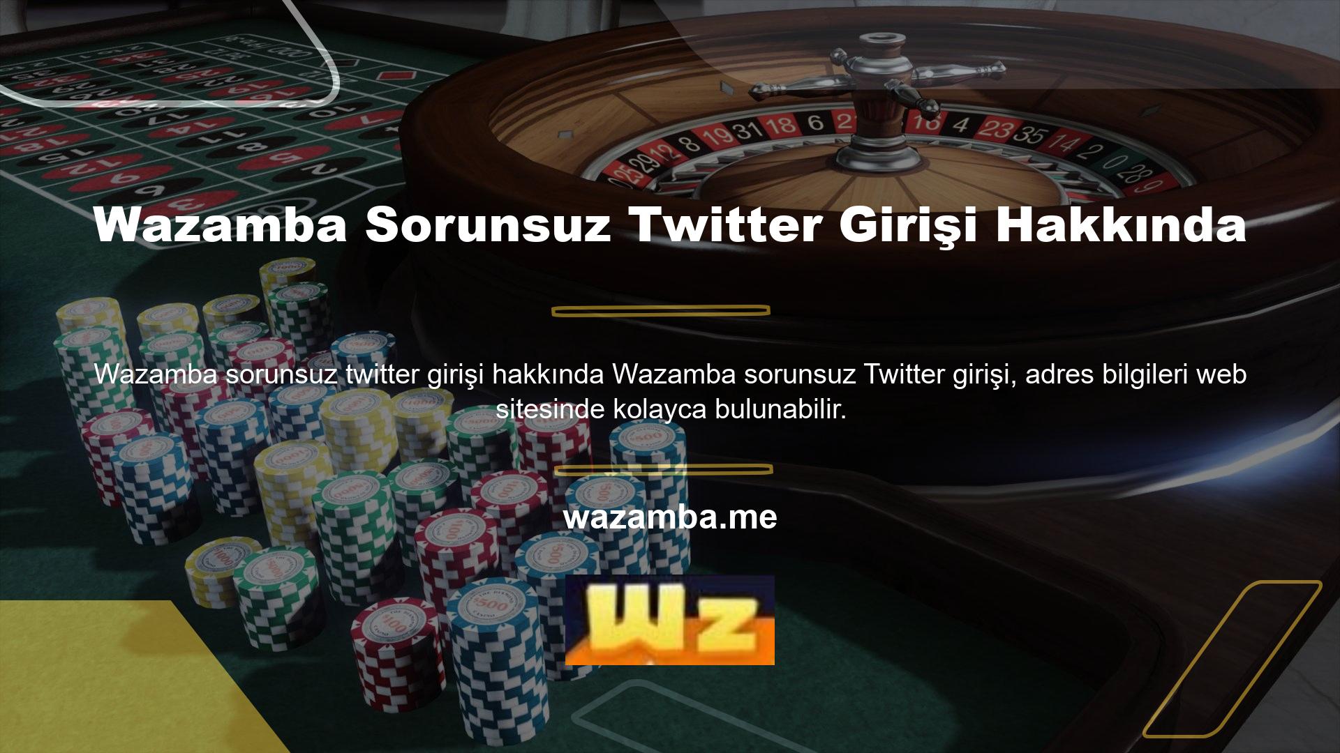 Kullanılan tüm sosyal medya hesaplarına ilişkin bilgiler Wazamba web sitesinin ana sayfasında yer almaktadır
